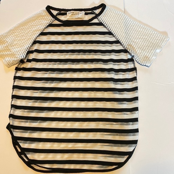 Athleta Derek Lam IOC mesh workout shirt black and white size Medium - Picture 1 of 10